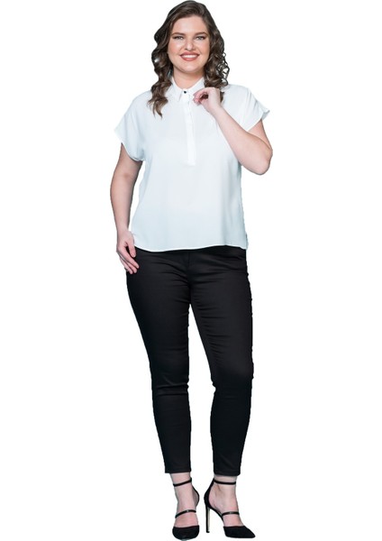 Kadın Yakalı Spor Krep Gömlek P485