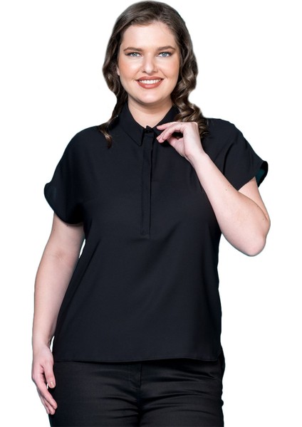 Kadın Yakalı Spor Krep Gömlek P485