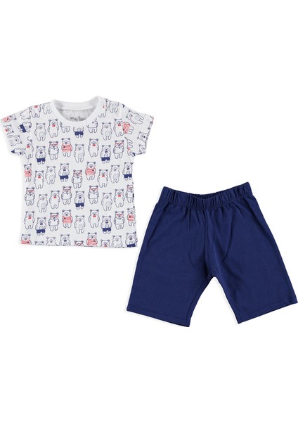 Balon Metraj Baskılı Kısa Kol Bebek Pijama Takımı