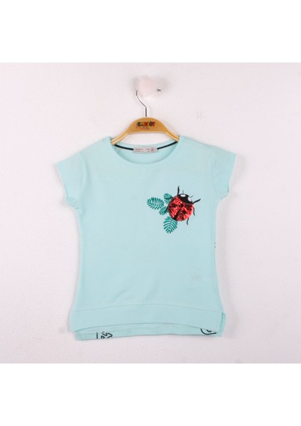 Kız Çocuk T-shirt Uğur Böceği Nakışlı