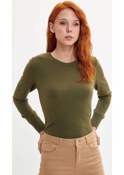 Basic Bisiklet Yaka Relax Fit Ekstra Yumuşak Kaşmir Dokulu Triko Kazak F7091AZ19AU
