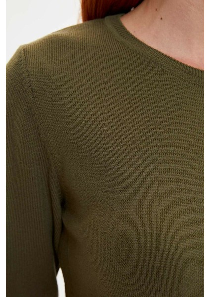 Basic Bisiklet Yaka Relax Fit Ekstra Yumuşak Kaşmir Dokulu Triko Kazak F7091AZ19AU