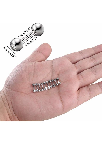 Gri Çelik Takım Taşlı Bayan Erkek Küpe Piercing EB61BY