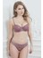 Kadın Lila Dantel Brodeli Push Up Sütyen Slip Takımı 4774 1