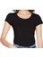 5237C Kadın Havuz Yaka Pamuklu T-Shirt Siyah 1