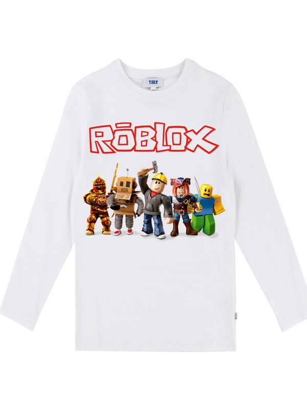 Taketshirt Roblox Cocuk T Shirt Uzun Kollu Beyaz Unisex Fiyati - roblox beyaz tişört