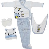 Miniworld Zebra Baskılı 5 Parça Erkek Bebek Yenidoğan Hastane Çıkışı