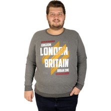 ModeXL Büyük Beden Erkek Sweatshirt London Britain 19133 Antramelanj