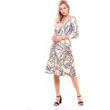 Sense Kadın 32243 Angel A Yaprak Desenli Elbise