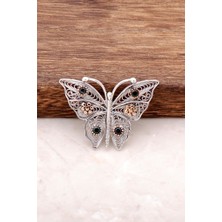 Sümer Telkari Kelebek Tasarımlı Elişi Telkari İşlemeli Gümüş Broş 278