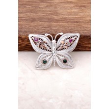 Sümer Telkari Kelebek Tasarımlı Elişi Tasarım Gümüş Broş 290