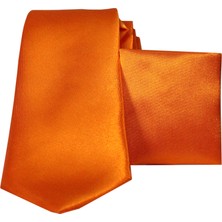 Varetta Dar Kesim Saten Düz Oranj Kravat