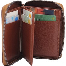 Karalı Deri Fermuarlı El Cüzdanı