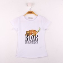 Toontoy Kız Çocuk Leopar Baskılı Pullu T-Shirt