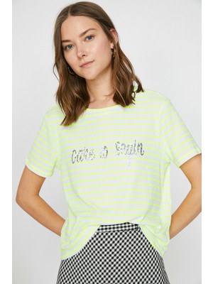 Koton Kadın Çizgili T-Shirt