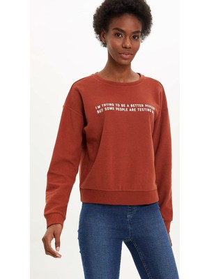 DeFacto Yazı Baskılı Sweatshirt M3658AZ19WN