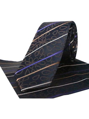 Varetta Dar Kesim Desenli Siyah Kravat