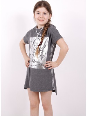 Toontoy Kız Çocuk Varak Baskılı Kapüşonlu T-Shirt