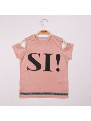 Toontoy Kız Çocuk Sı Baskılı Şeritli T-Shirt