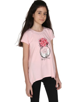 Toontoy Kız Çocuk Parfüm Nakışlı T-Shirt