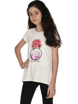 Toontoy Kız Çocuk Parfüm Nakışlı T-Shirt