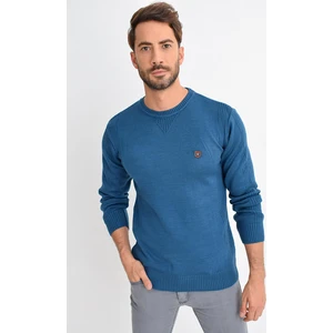 Tena Moda Erkek Petrol Bisiklet Yaka Basic Triko Kazak