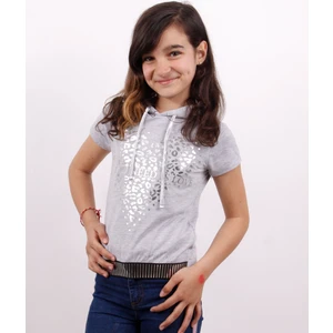 Kız Çocuk Kapüşonlu Varak Baskılı T-shirt