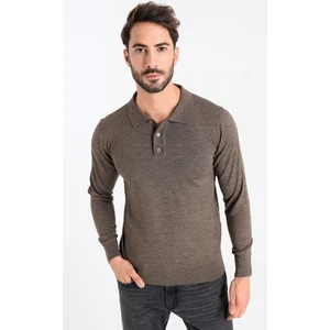 Polo Yaka Yünlü Erkek Triko Kazak