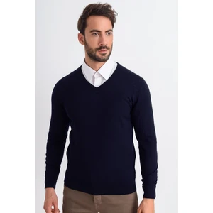 V Yaka Yünlü Erkek Triko Kazak