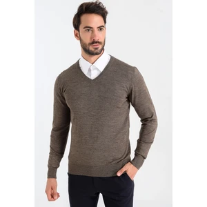 V Yaka Yünlü Erkek Triko Kazak