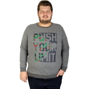 Büyük Beden Erkek Sweatshirt Push Your Limit 19134 Antramelanj