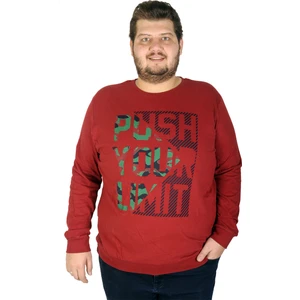 Büyük Beden Erkek Sweatshirt Push Your Limit 19134 Bordo