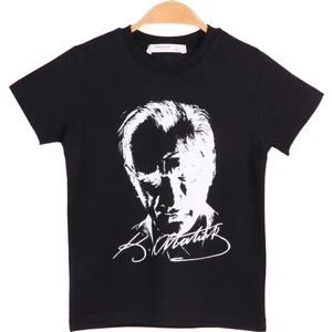 Erkek Çocuk T-Shirt Atatürk Baskılı Siyah 4-14 Yaş