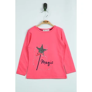 Kız Çocuk Pullu Yıldız Nakışlı Sweatshirt
