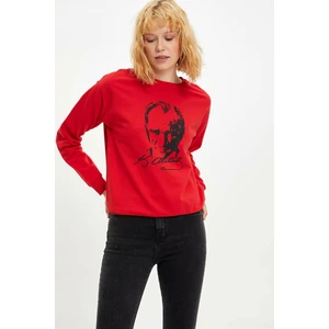 Atatürk Desenli Regular Fit Gömlek Yaka Uzun Kollu Sweatshirt M4169AZ19WN