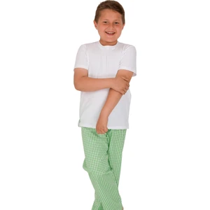 The Don Aile Beyaz-Yeşil Kareli Erkek Çocuk Pijama Takımı
