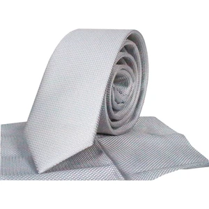 Dar Kesim Kuşgözü Desen Açık Gri  Kravat