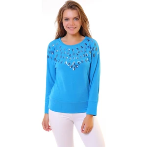 Blue Gym Kadın Mavi Kadın Sweatshirt Shirt Pullu