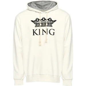 Beyaz King Kapüşonlu Erkek Sweatshirt