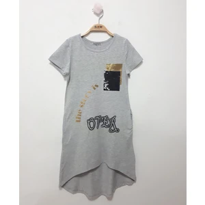 Kız Çocuk Cepli Pul Baskılı Elbise