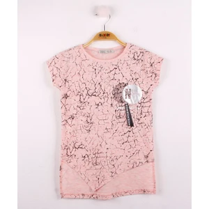 Kız Çocuk Göğsü Şerit Aksesuarlı T-Shirt