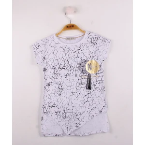 Kız Çocuk Göğsü Şerit Aksesuarlı T-Shirt