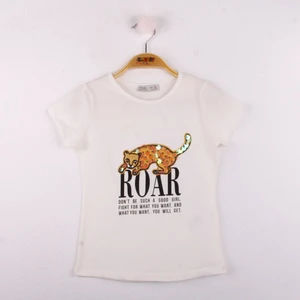 Kız Çocuk Leopar Baskılı Pullu T-Shirt