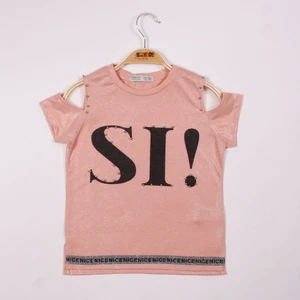 Kız Çocuk Sı Baskılı Şeritli T-Shirt