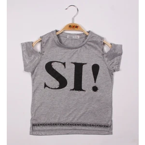 Kız Çocuk Sı Baskılı Şeritli T-Shirt