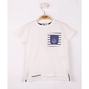 Erkek Çocuk Cep Üstü Çapa Nakışlı T-Shirt