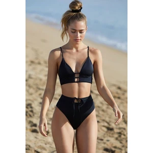 Siyah Yüksel Bel Şık Bikini Takım