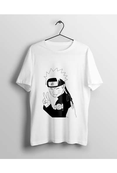 Anime Pazarı Uzumaki Naruto Beyaz Unisex Anime T-shirt