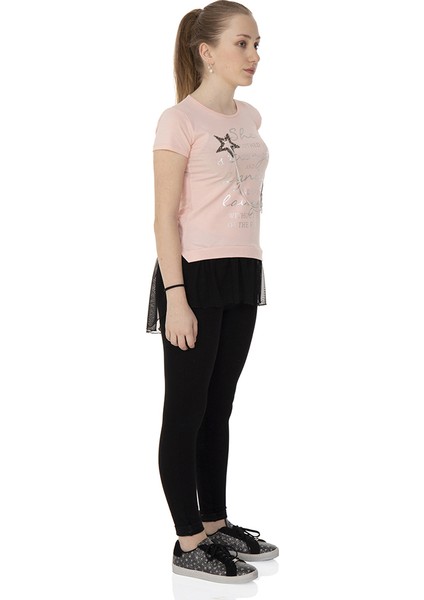 Kız Çocuk T-shirt Tüllü Pudra 8 Yaş K-123 fırsatları