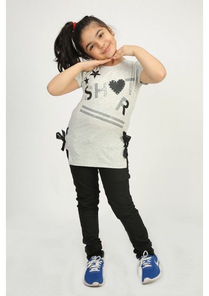 Kız Çocuk Yandan Biyeli T-shirt